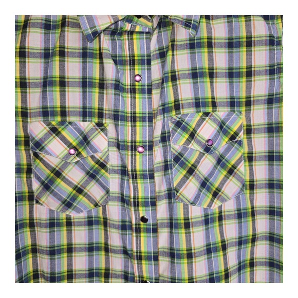 Cowgirl Shirt Womens Sz Medium Sleeveless Plaid Pearl Snap Western Purple Rodeo - Picture 4 of 9